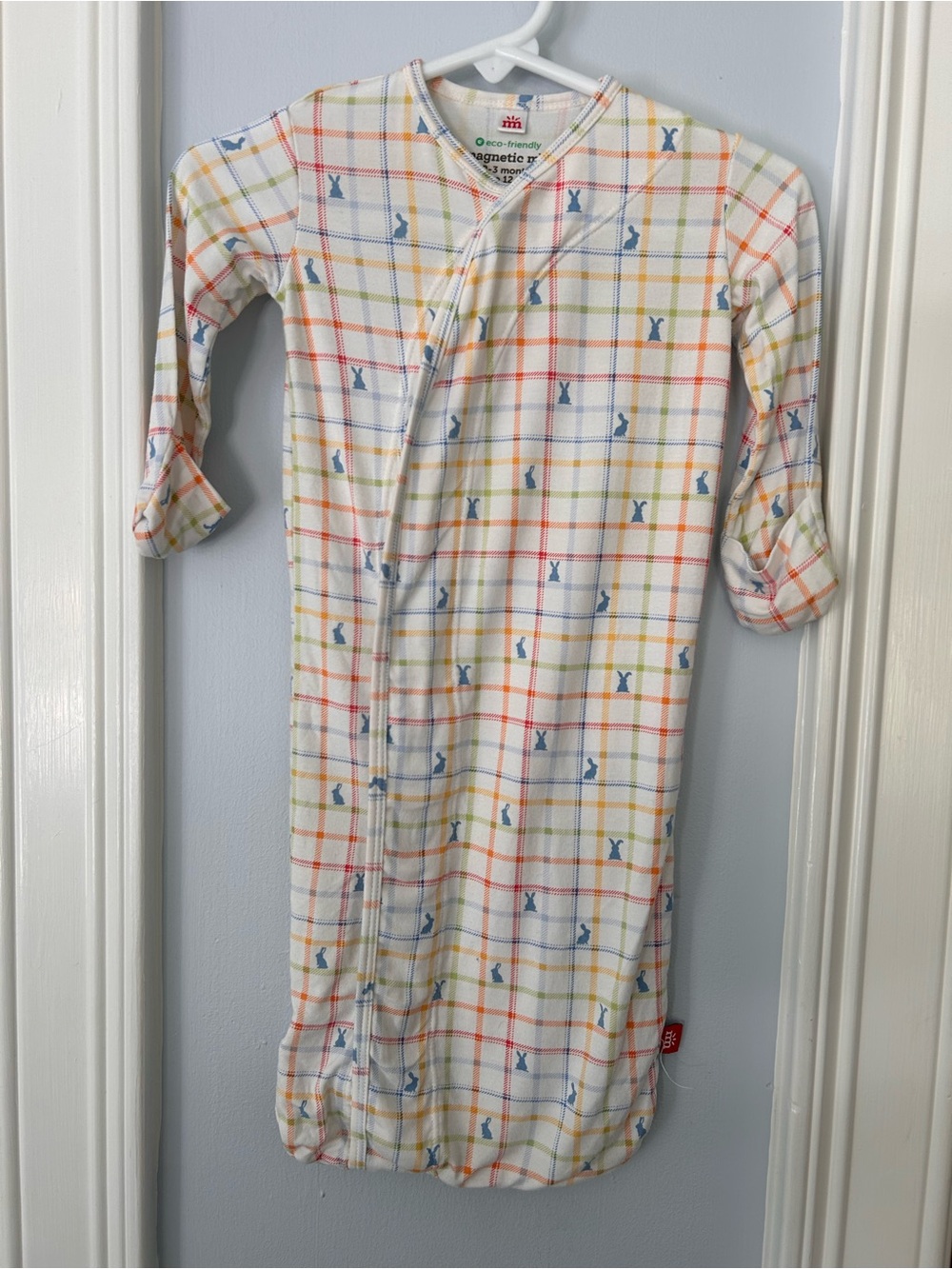 Magnetic Me newborn- 3 months hopscotch plaid bunny modal cozy sleeper magnetic